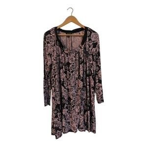 Midnight Carole Hochman Modal Pajama Shirt Night Dress Purple Black Floral Med